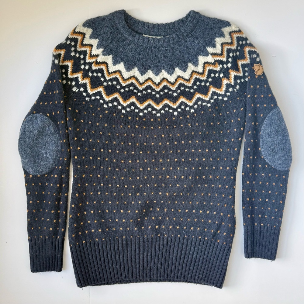 Fjallraven Ovik Knit Wool Sweater Womens Small Navy Crewneck - Picture 3 of 8